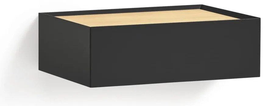 Noptieră neagră suspendată cu blat cu aspect de lemn de stejar Arista – Teulat