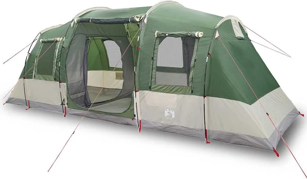 vidaXL Cort de camping tunel pentru 4 persoane, verde, impermeabil