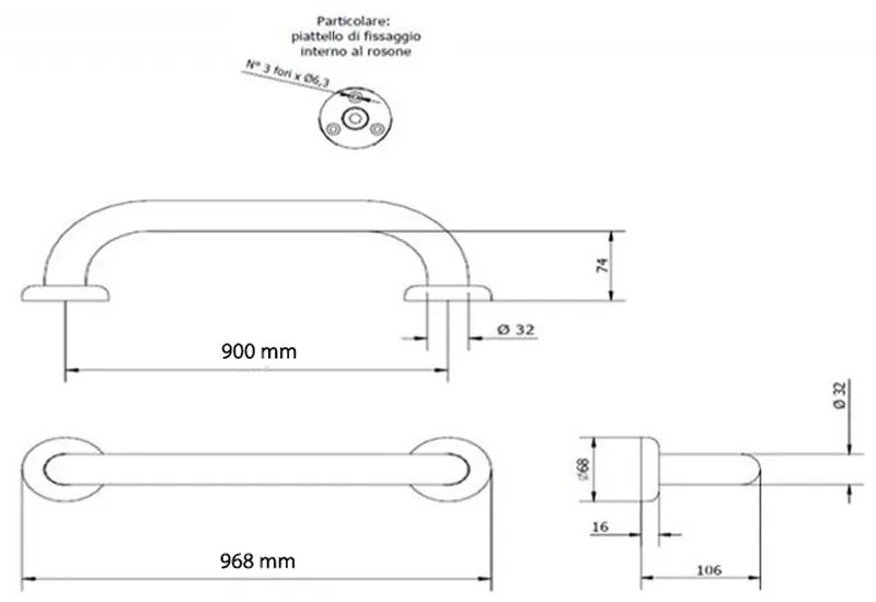 Bara suport ajutatoare 90 cm, alb, Thermomat 900 mm