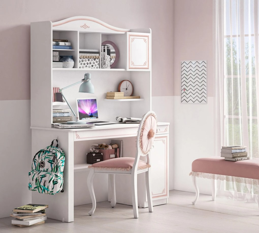 Biblioteca pentru birou din PAL Selena Pink 117x102x28 cm