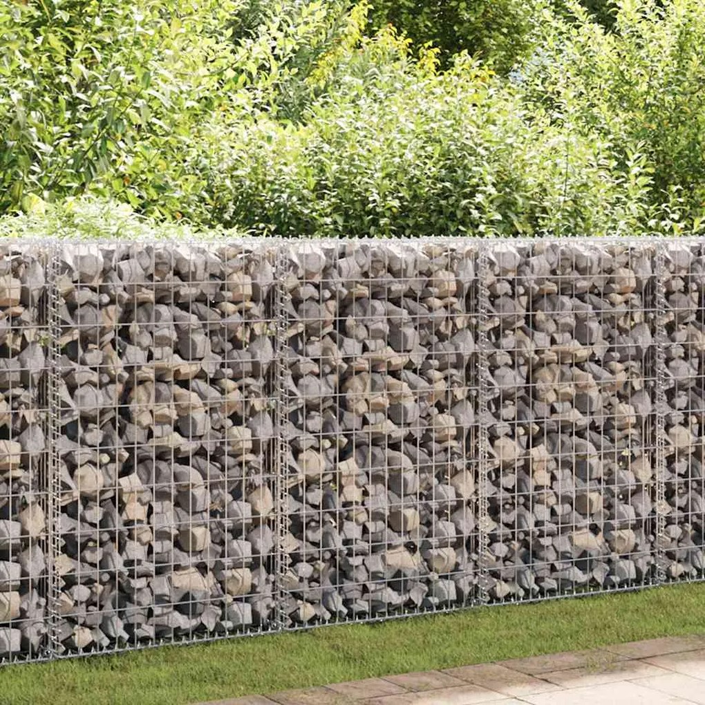 vidaXL Perete gabion cu capace, 600 x 30 x 150 cm, oțel galvanizat