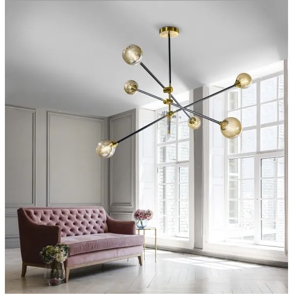 Lustră pe tijă SOLEN 6xG9/30W/230V neagră/aurie Azzardo AZ4700