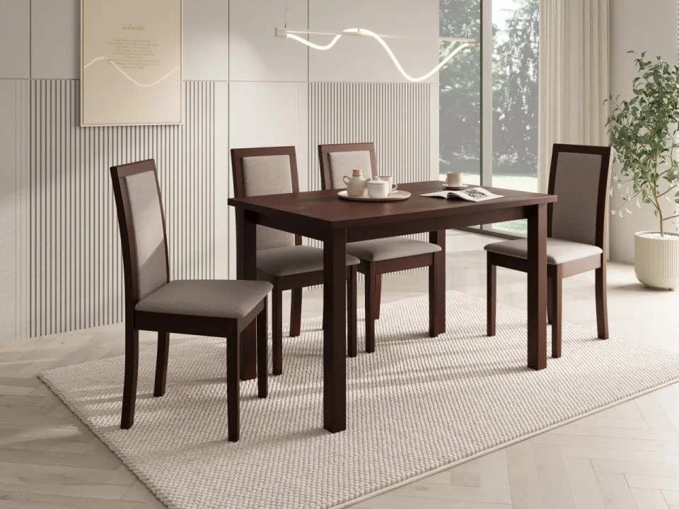 Scaun tapitat, din lemn, Nola IV, ADRK Furniture (Culoare: Negru / Opium 99)