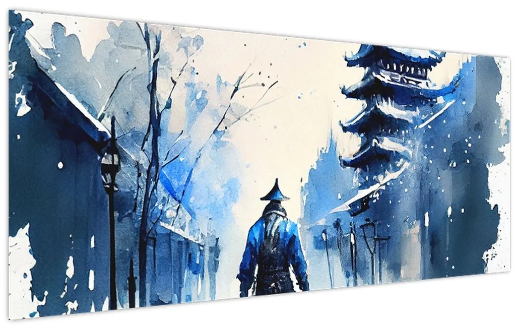 Tablou - Samurai, aquarel (120x50 cm)