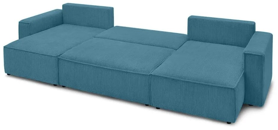 Colțar turcoaz extensibil cu tapițerie din catifea reiată Nihad – Bobochic Paris