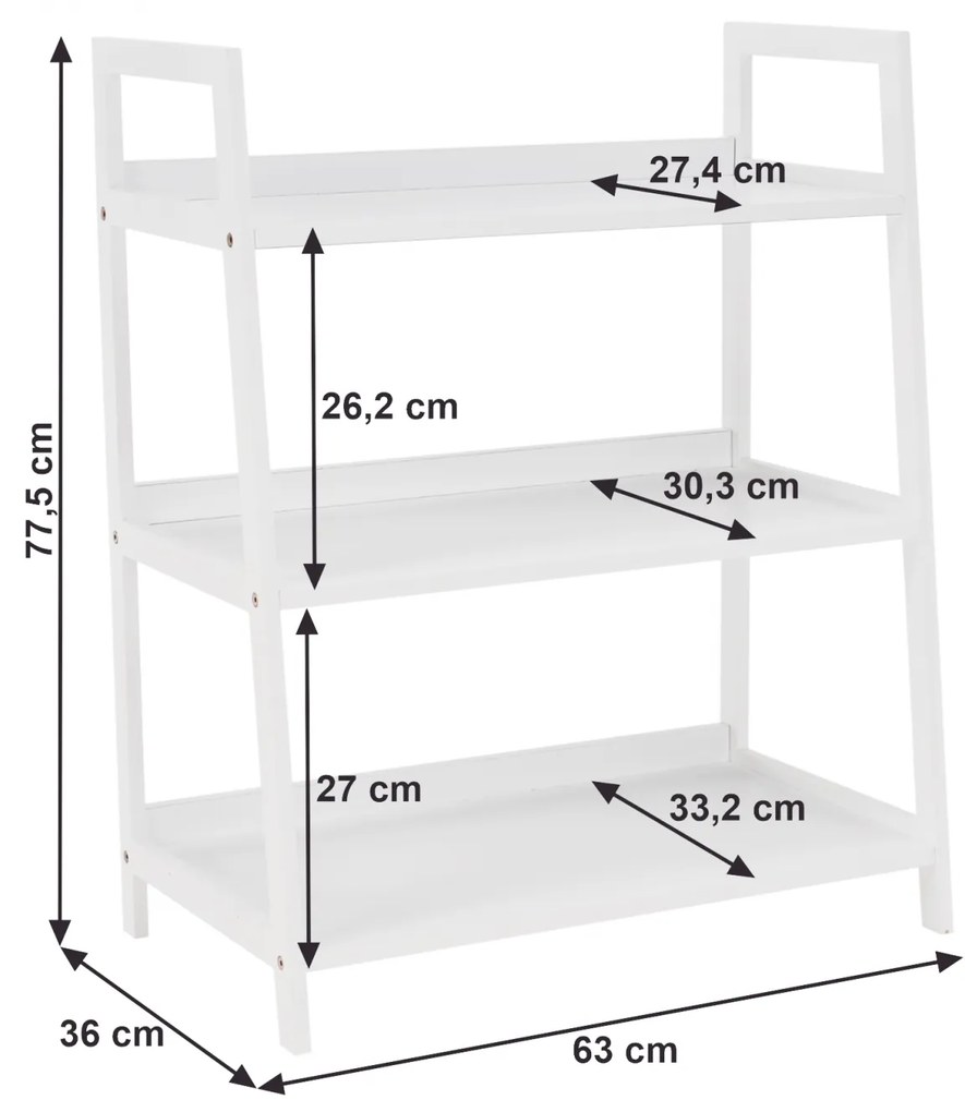 Etajera cu 3 rafturi, alb, REON TYP 1