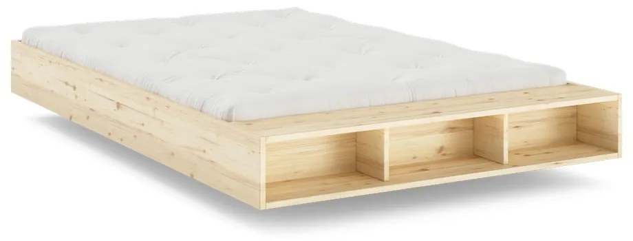 Pat matrimonial în culoare naturală din lemn de pin cu somieră 160x200 cm Merge – Karup Design