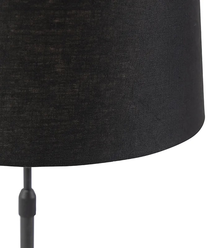 Lampă de masă neagră cu abajur de in negru de 35 cm reglabil - Parte