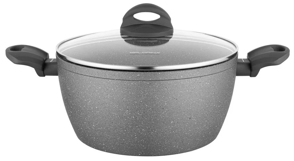 Oală cu capac Florina Lava Stone MG, 24 cm, 4 l, gri, diam. 24 cm