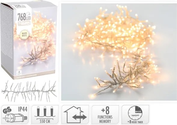 LED Ghirlandă de Crăciun pentru exterior 768xLED/230V/8 funcții 8,5 m IP44 alb cald