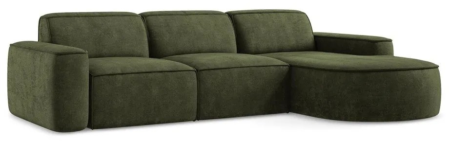 Colțar verde cu tapițerie din chenille (cu colț pe partea dreaptă/cu șezlong) Omao – Makamii