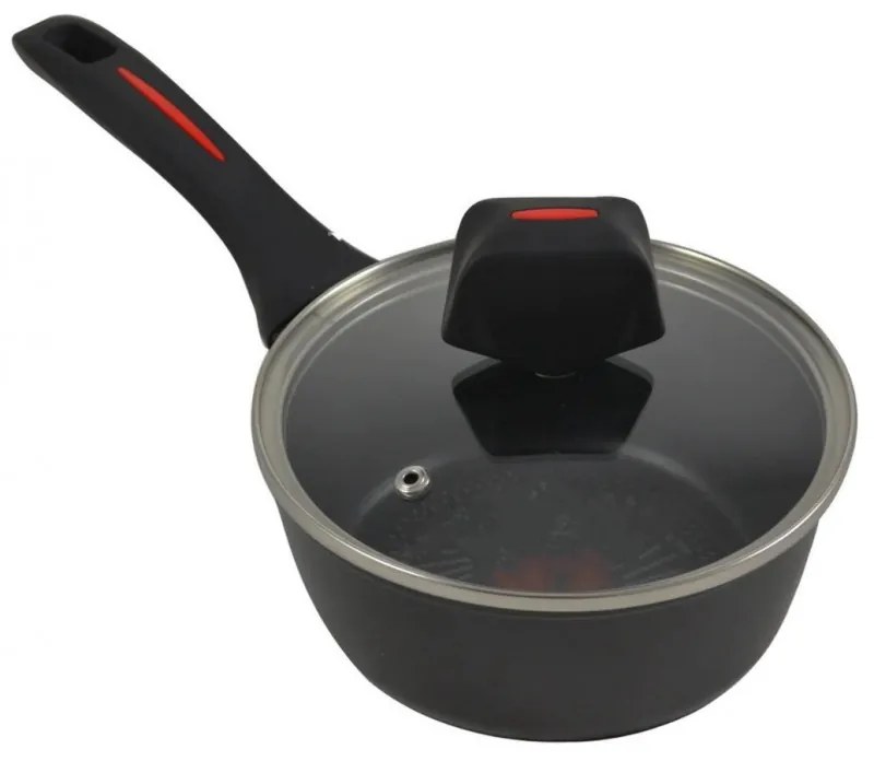 Cratita cu capac Royalty Line FSN18, 18 cm, 1,8 L, Finisaj granit, Inductie, Negru