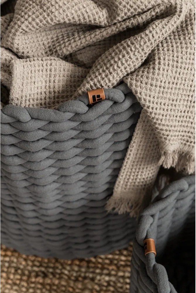 Coș de depozitare din material textil ø 40x40 cm Peach Skin Round XL – Bigso