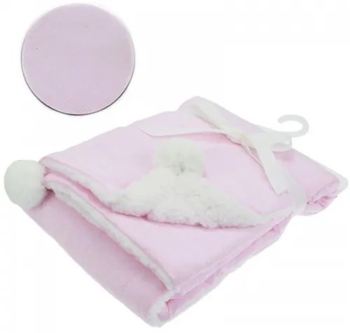 Paturica pufoasa cu 2 fete Soft Touch - alb si roz