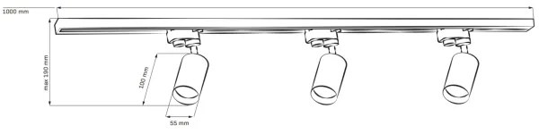 Spot pentru sistem de șină PARIS 3xGU10/10W/230V + 1 m sistem de șină