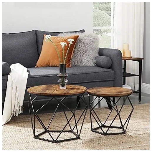 Set de 2 mese de cafea TALIA, maro/negru