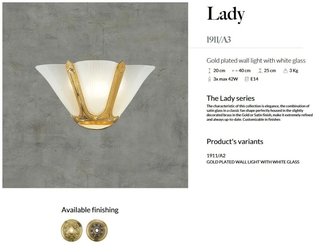 Aplica de perete LUX design clasic realizata manual Lady A3