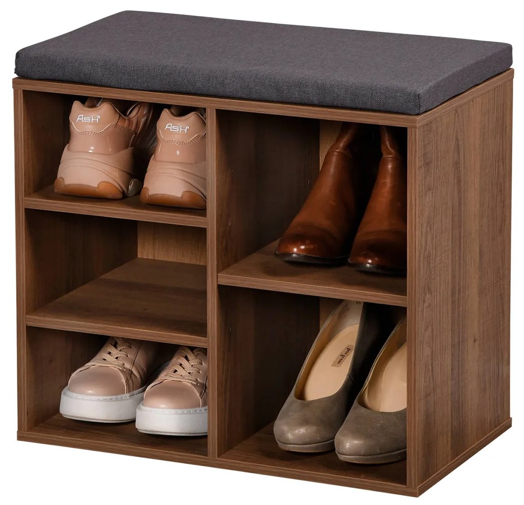 Dulap pantofi cu scaun, 5 compartimente, MDF, Kesper