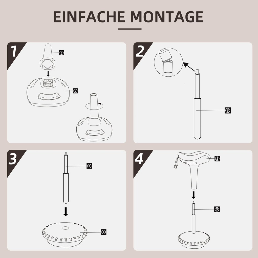 HOMCOM Scaun de echilibru, șezut mobil, rotativ, reglabil în înălțime, ergonomic, 34 x 34 x 68,5-83,5 cm, Maro | Aosom Romania