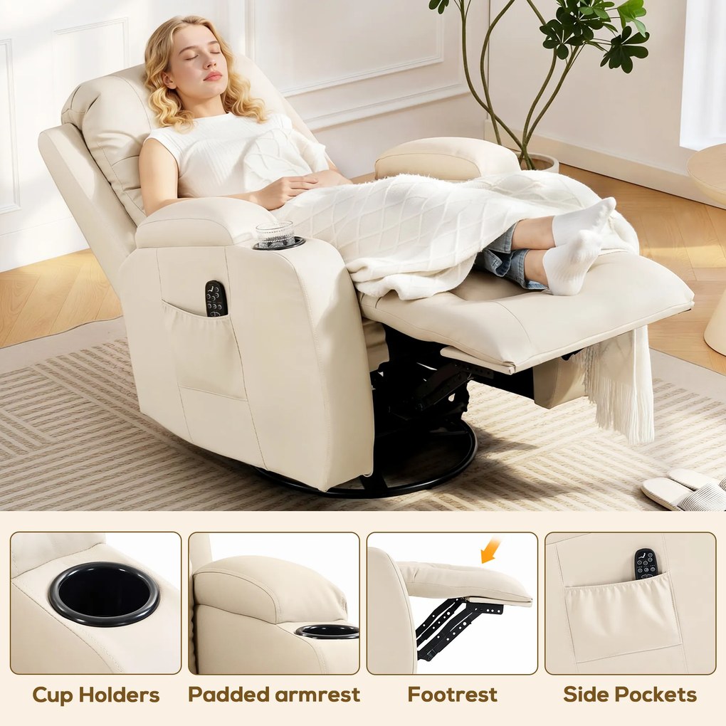 Homcom Fotoliu Relax – Rabatabil cu Masaj &amp; incalzire | Aosom Romania