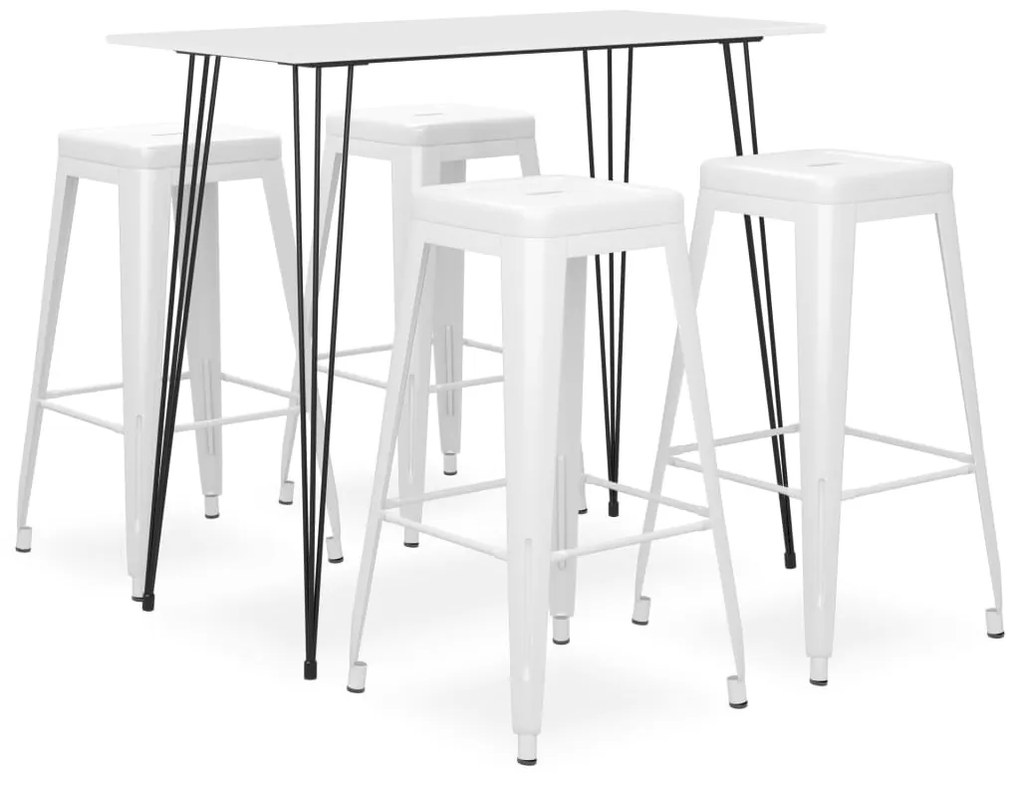 vidaXL Set mobilier de bar, 5 piese, alb
