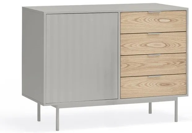 Comodă gri/în culoare naturală joasă cu aspect de lemn de stejar 108x80 cm Sierra – Teulat