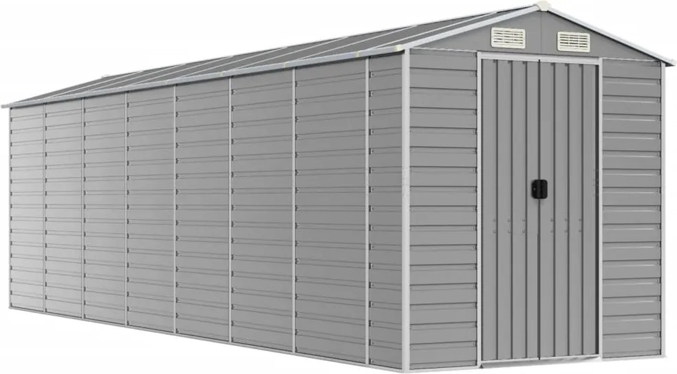 vidaXL Șopron de grădină gri deschis 191x640x198 cm, oțel galvanizat