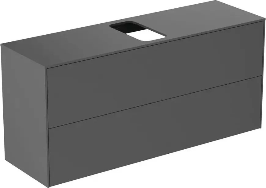 Dulap baza suspendat Ideal Standard Atelier Conca 2 sertare si blat cu decupaj central 120 cm antracit mat