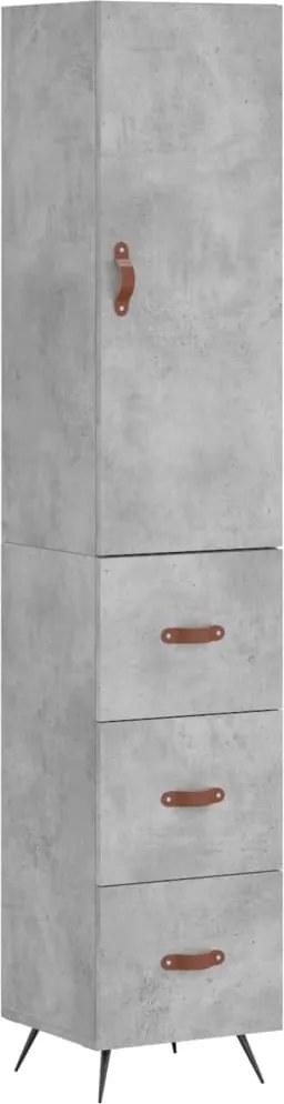 vidaXL Dulap înalt, gri beton, 34,5x34x180 cm, lemn prelucrat
