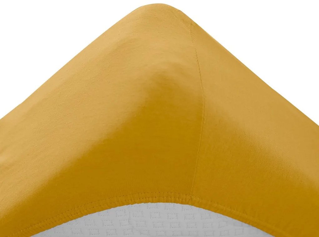 Cearsaf de pat din jerseu pentru patut copii Culoare galben, CORNY 60 x 120 cm