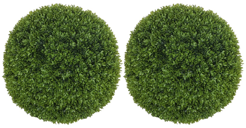 HOMCOM Set de 2 bule de bux artificial de 40 cm decorațiuni pentru interior sau exterior verde închis | Aosom Romania