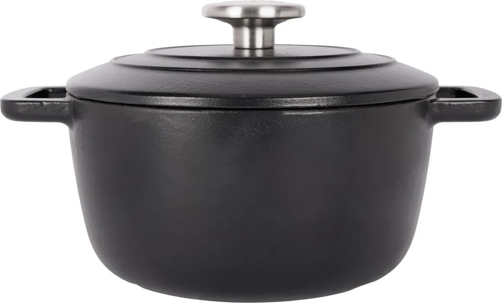 Oală fontă emailată cu capac 20 cm 2,7 L Negru Fontestic Cosy &amp; Trendy 9967204