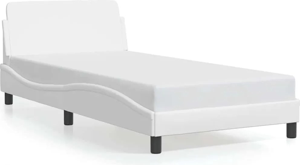 vidaXL Cadru de pat, Dover, alb, 100x203 cm, piele ecologică