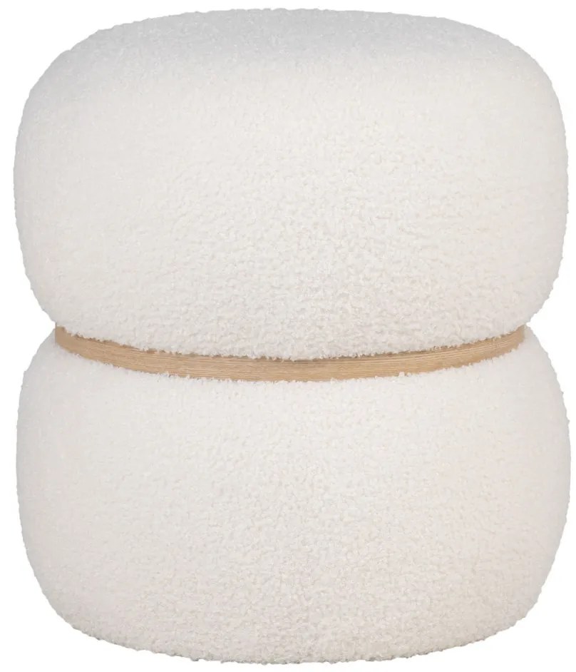 Milford puf, pluș, alb, 38x41 cm