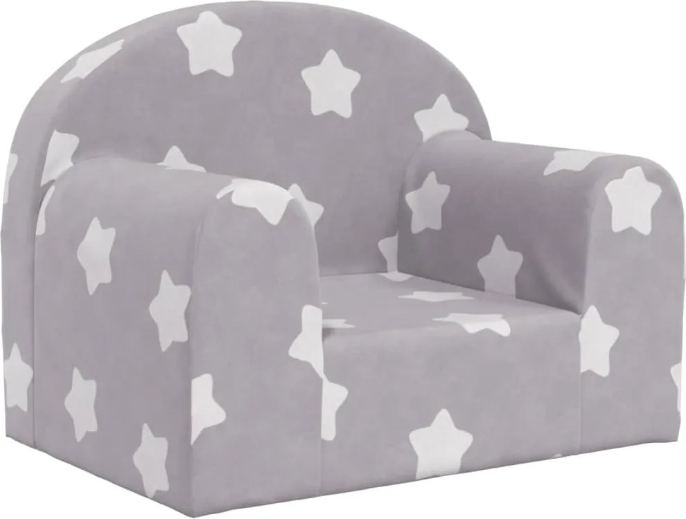 vidaXL Canapea pentru copii, gri deschis cu stele, pluș moale