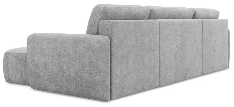 Colțar gri deschis extensibil/cu spațiu de depozitare cu tapițerie din chenille (în formă de "U") Lilo – Makamii