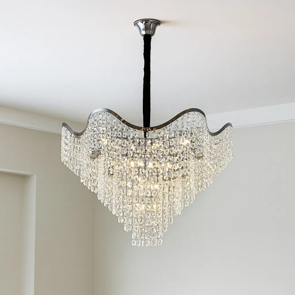 Candelabru Elegant Ø600 mm, 12 Becuri E27, Design Chrom, H520 mm – Model 78006-600 CH