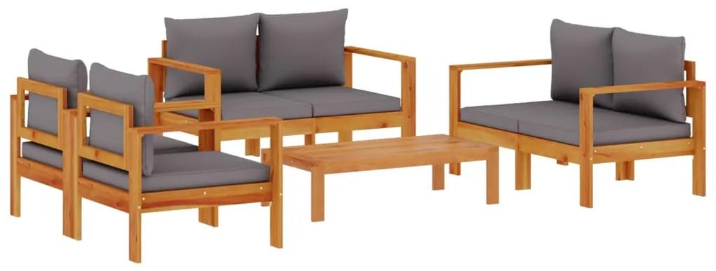 3214845 vidaXL Set de canapele de grădină cu perne, 5 buc., lemn masiv acacia
