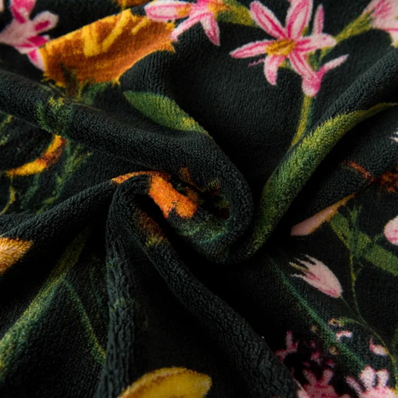 Set Lenjerie cocolino MYSTIC GARDEN verde inchis + Cearsaf Cocolino microplus cu elastic SOFT 180x200 cm alb, pat dublu