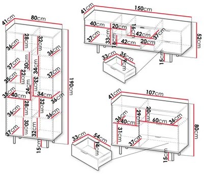 Set mobilier living Newelon II (Cașmir + auriu) . 1105965