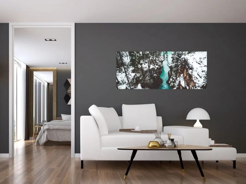 Tablou - râul de munte iarna (120x50 cm)