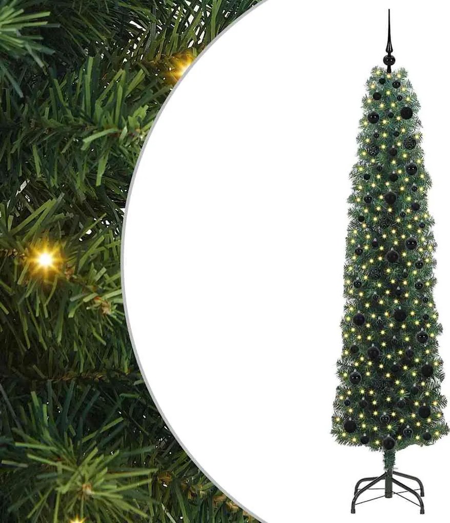 vidaXL Brad de Crăciun artificial Verde 210 cm PVC și oțel și plastic