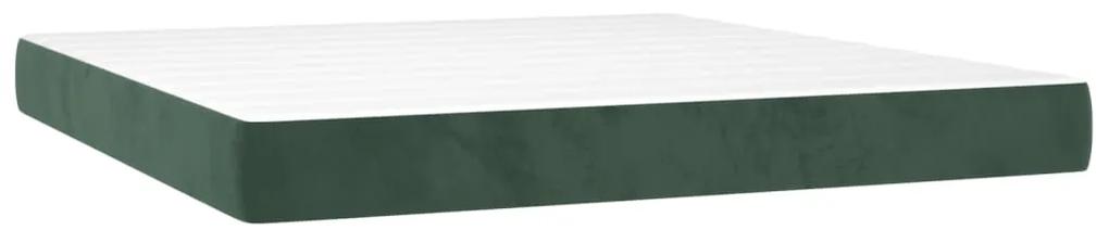 Pat box spring cu saltea, verde inchis, 200x200 cm, catifea Verde inchis, 200 x 200 cm, Design cu nasturi