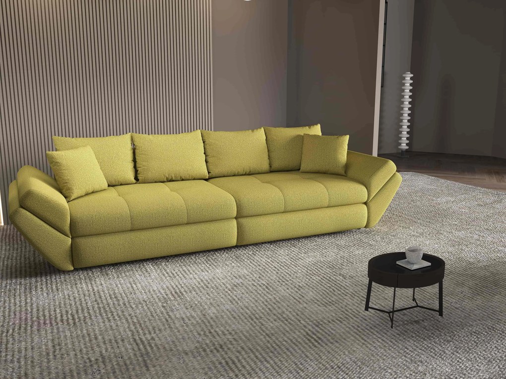 Canapea extensibilă dumonde cu ladă de depozitare si sezut confortabil din spuma high-density, Loana Enjoy Verde 300x100 cm