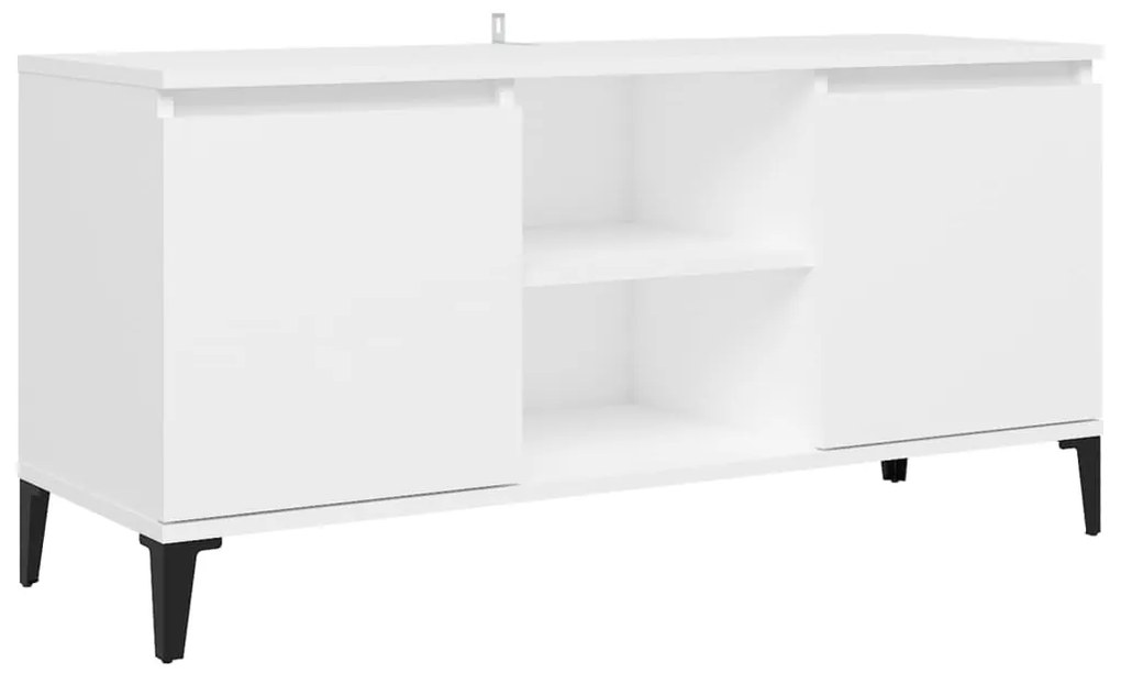 805968 vidaXL Comodă TV cu picioare metalice, alb, 103,5x35x50 cm