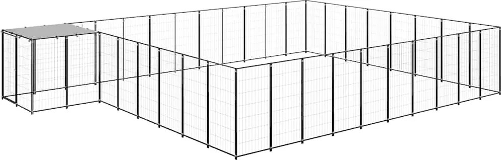 vidaXL Padoc pentru câini, negru, 25,41 m², oțel