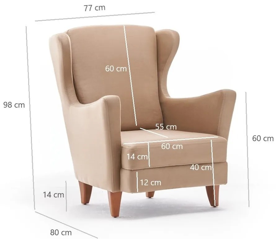 Fotoliu wing bej Lola Brejer – Artie