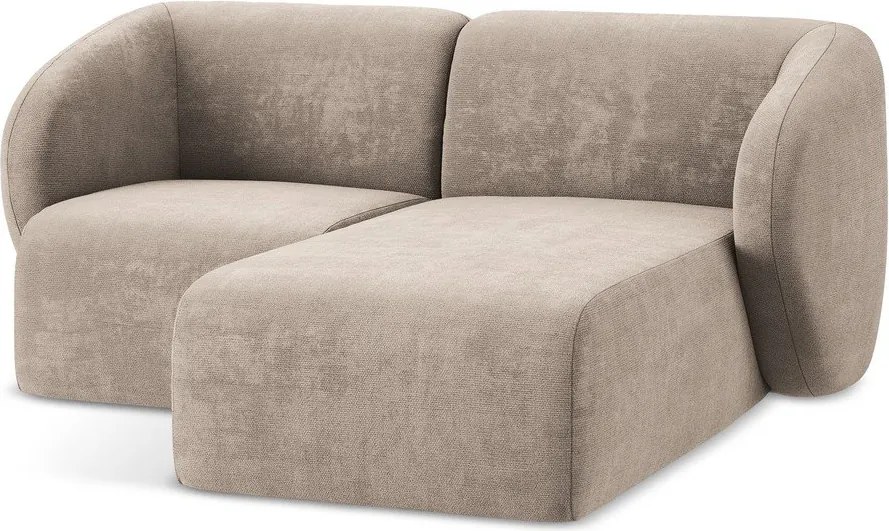 Colțar maro deschis cu tapițerie din chenille (cu colț pe partea dreaptă/cu șezlong) Lani – Makamii