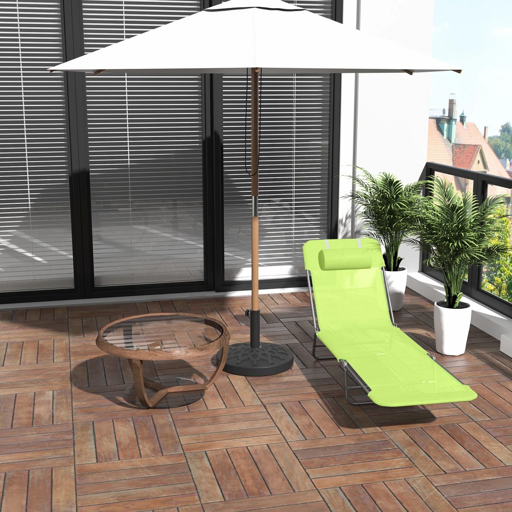 Outsunny Sezlong pentru Gradina Pliabil cu Spatar Reclinabil Verde deschis | Aosom Romania