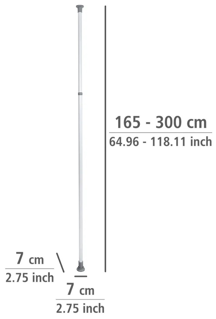 Wenko Bară telescopică verticală Herkules 165–300cm, albă